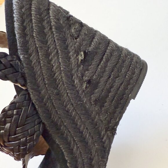 Michael Kors Black Woven Espadrille Wedges Size 7 - Picture 7 of 11